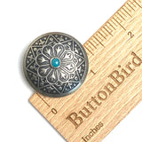 Desert Lily Large Southwest Shank-Back Button w. 'Turquoise'  1.25" #SW-24