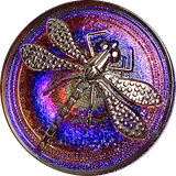Purples/Blues/Magentas Dragonfly Czech Iridescent Glass Button, 22mm  7/8" #CZ 155