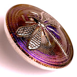 Sunset Dragonfly - Oranges / Purples Czech Iridescent Glass Button, 18mm  11/16" #CZ-083