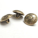 Small Shiny Brass Zia Sun Button, 1/2", Shank Back, #SW-39