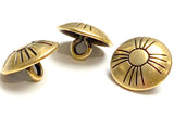 Small Shiny Brass Zia Sun Button, 1/2", Shank Back, #SW-39