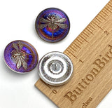 Purples/Blues/Magentas Dragonfly Czech Iridescent Glass Button, 22mm  7/8" #CZ 155