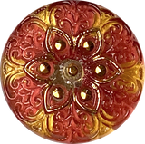 Red Plum / Gold Arabian Starflower Czech Glass Button 18mm / 3/4"  # CZ-133-B