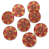 Red Plum / Gold Arabian Starflower Czech Glass Button 18mm / 3/4"  # CZ-133-B