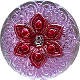 Red/Mauve/Silver Arabian Starflower Iridescent Czech Glass 18mm Button 3/4" #CZ-185