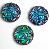 Teal / Purple Gem Czech Glass Iridescent CABOCHON (not a button) 18mm / 3/4"  # CZ-212C