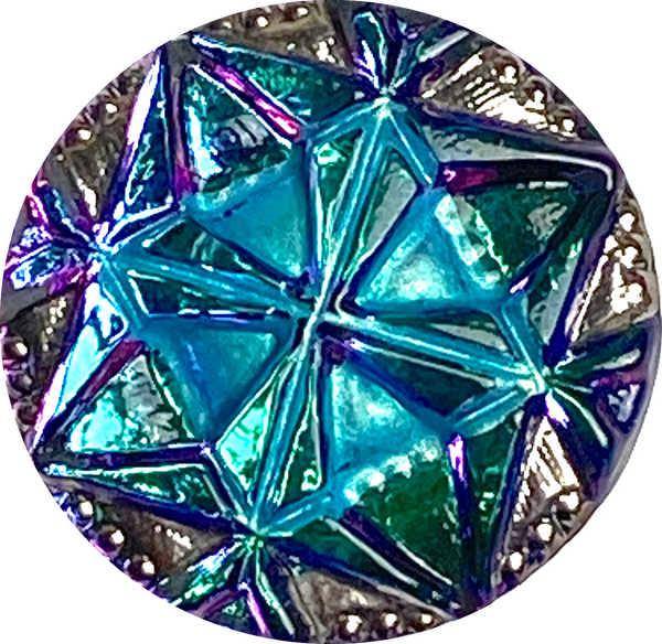 Teal / Purple Gem Czech Glass Iridescent CABOCHON (not a button) 18mm / 3/4"  # CZ-212C