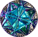 Teal / Purple Gem Czech Glass Iridescent CABOCHON (not a button) 18mm / 3/4"  # CZ-212C