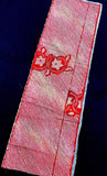 SIX PIECES 13.5" x 42", Full Red-White Shibori, Various Designs, Vintage Kimono Silk from Japan,  #120