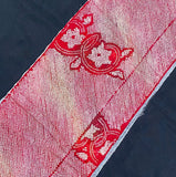 SIX PIECES 13.5" x 42", Full Red-White Shibori, Various Designs, Vintage Kimono Silk from Japan,  #120