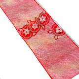 SIX PIECES 13.5" x 42", Full Red-White Shibori, Various Designs, Vintage Kimono Silk from Japan,  #120