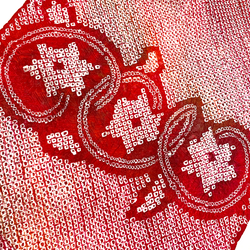 SALE, Set of 6 Pieces, 13.5" x 42"+, Full Shibori, Red/White, Various Designs, Vintage Kimono Silk from Japan,  #1207