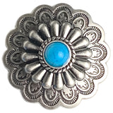 Re-Stocked, Tucson Daisy, 1-1/2" Silver / Turquoise Screw Back Concho 1.5"  #SWH-144