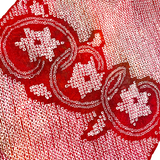 SIX PIECES 13.5" x 42", Full Red-White Shibori, Various Designs, Vintage Kimono Silk from Japan,  #120