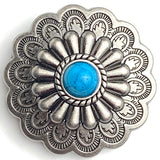 Re-Stocked, Tucson Daisy, 1-1/2" Silver / Turquoise Screw Back Concho 1.5"  #SWH-144