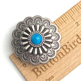 Re-Stocked, Tucson Daisy, 1-1/2" Silver / Turquoise Screw Back Concho 1.5"  #SWH-144