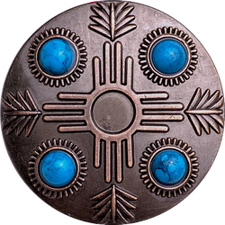 Turquoise Feather Copper Zia 1.5" Screw Back Concho  #SWH-130