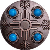 Turquoise Feather Copper Zia 1.5" Screw Back Concho  #SWH-130
