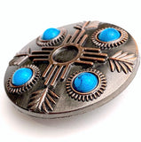 Turquoise Feather Copper Zia 1.5" Screw Back Concho  #SWH-130