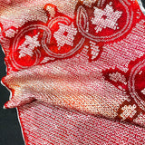 SIX PIECES 13.5" x 42", Full Red-White Shibori, Various Designs, Vintage Kimono Silk from Japan,  #120
