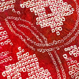 SIX PIECES 13.5" x 42", Full Red-White Shibori, Various Designs, Vintage Kimono Silk from Japan,  #120