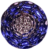 Indigo / Silver Small Infinity Flower Czech Glass Button 14mm  9/16"  # CZ-290