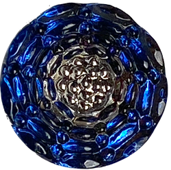Indigo / Silver Small Infinity Flower Czech Glass Button 14mm  9/16"  # CZ-290