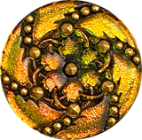 Re-Stocked Highly Iridescent Large Green to Orange Czech Glass Button Hurricane 1-3/16"  #CZ-027