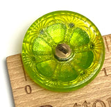 Re-Stocked, Large Lime Deco Flower Czech Glass 27mm Button 1-1/16"  #CZ-264