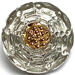 Silver and Gold, Small Infinity Flower Czech Glass Button 14mm / 9/16"  # CZ-294