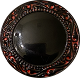 Black with Red Paisleys Border Large Czech Glass Button 27mm 1-1/16"  #CZ-214