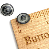 Tiny Gray and White Sunrays Button 1/2" #SWC-14
