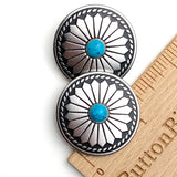 Gloriosa Flower, Concho Style Button with Faux Turquoise, 1.25",  #SWC-133