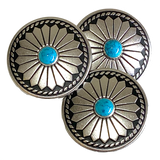 Gloriosa Flower, Concho Style Button with Faux Turquoise, 1.25",  #SWC-133