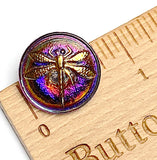 Sunset Dragonfly - Oranges / Purples Czech Iridescent Glass Button, 18mm  11/16" #CZ-083