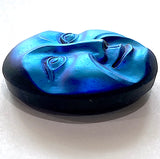 Mysterious Moon Blues/Golden Olive/Purple Rainbow 1-1/4" Metal-Look Shimmer, Czech Iridescent Glass Button  #CZ-017