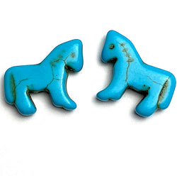 SALE Horse Beads,  Faux Turquoise, 7/8" /  22mm, PACK OF FOUR  #LP-118