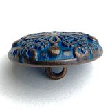 Re-Stocked Blue Plumeria Metal Shank Back Button  18mm/ 3/4". #SWC-88
