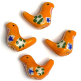 Re-Stocked, Orange Star-Bird Porcelain Bead, 3/4"   #LP-02