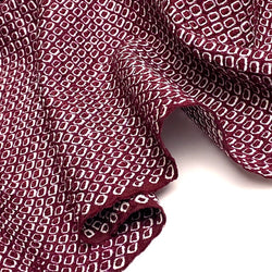Burgundy All-Shibori Vintage Kimono Silk from Japan, 14" x 41" Piece, #ZP-34