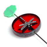 Red Dragonfly Czech Glass 11/16" 17mm Round Beads PACK OF 3,   # L-362