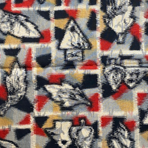 Leaf Study Vintage Meisen Kimono Silk Pieces from Japan, 13" x 59"  #ZP-35