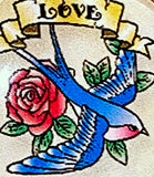 Running Low, Blue Bird / Red Rose / Love. Clear Shine Domed Shank Back Button 1"  # SK-A26
