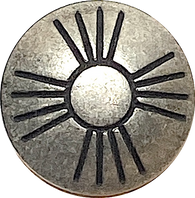 Sun Zia 3/4" Nickel Silver Medium Shine Shank Back Button, Thicker Black Lines  #SW-336A