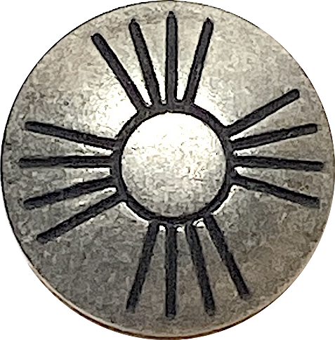 Sun Zia 3/4" Nickel Silver Medium Shine Shank Back Button, Thicker Black Lines  #SW-336A