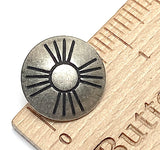 Sun Zia 3/4" Nickel Silver Medium Shine Shank Back Button, Thicker Black Lines  #SW-336A