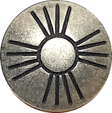 Sun Zia 3/4" Nickel Silver Medium Shine Shank Back Button, Thicker Black Lines  #SW-336A
