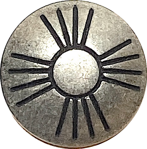 Sun Zia 3/4" Nickel Silver Medium Shine Shank Back Button, Thicker Black Lines  #SW-336A