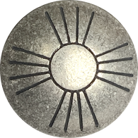 Sun Zia 3/4" Nickel Silver Medium Shine Shank Back Button, Thinner Black Lines  #SW-336B