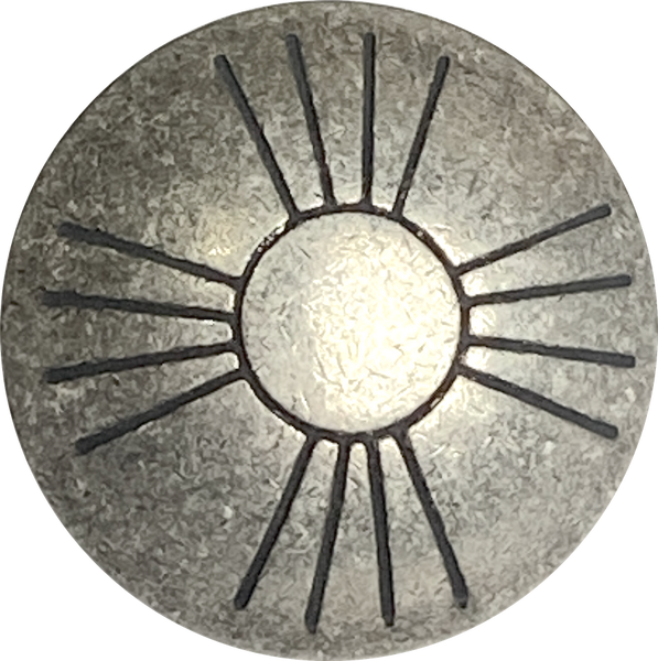 Sun Zia 3/4" Nickel Silver Medium Shine Shank Back Button, Thinner Black Lines  #SW-336B